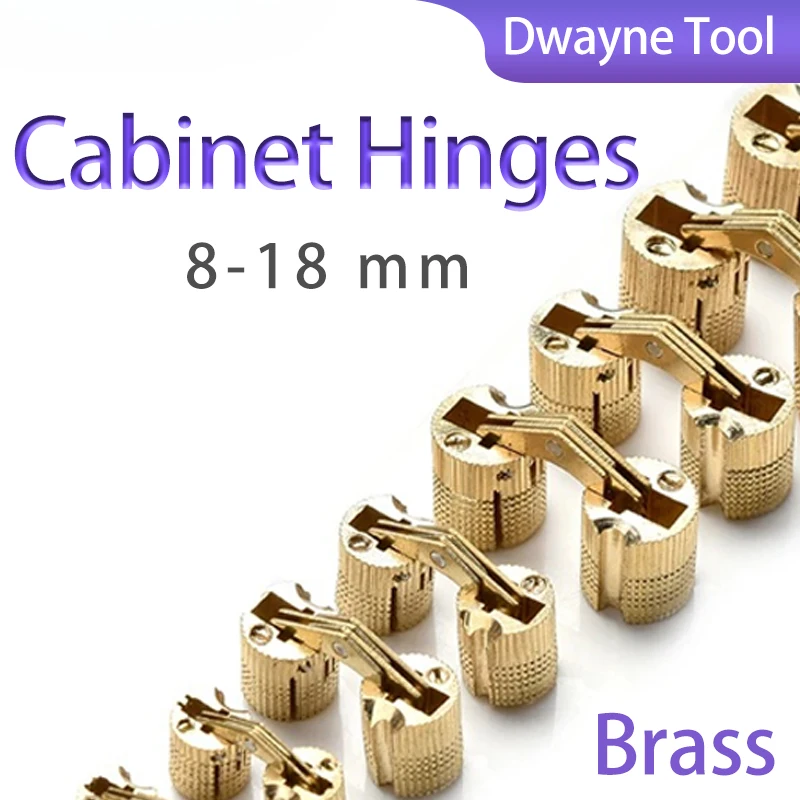 Copper Brass Cabinet Hinges - 8-18mm Cylindrical Hidden Concealed Invisible Door Hinges for Hardware Gift Box & Furniture