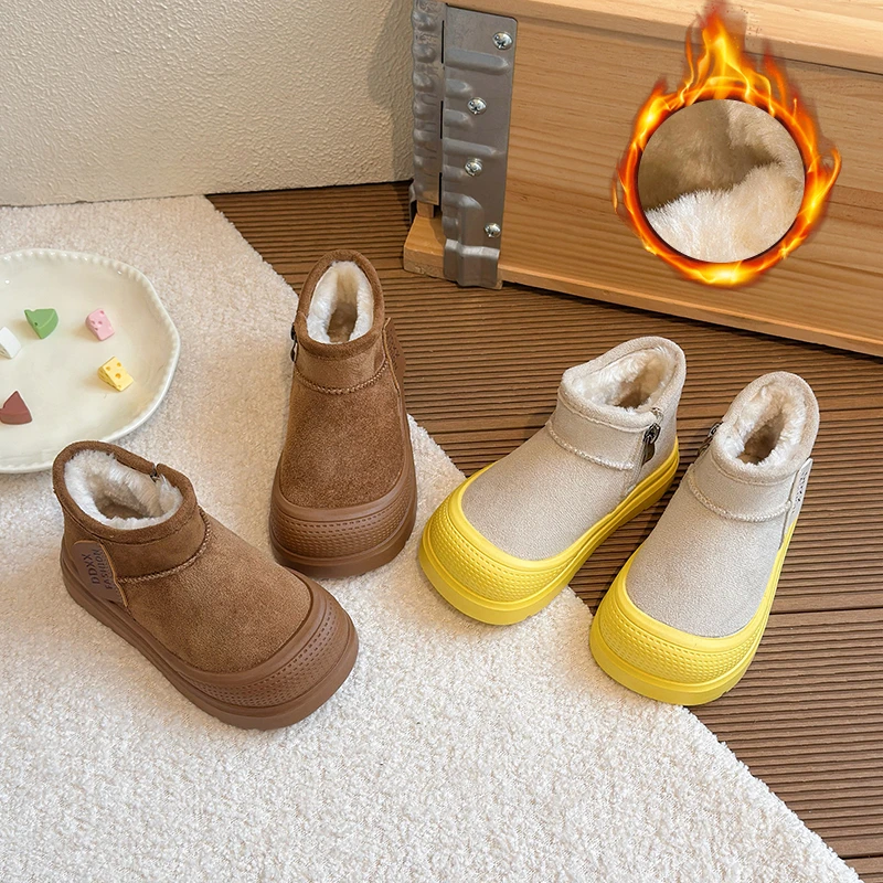 2025 شتاء جديد الأطفال أحذية بوت قصيرة غير رسمية للفتيات موضة الكورية نمط لينة أسفل المضادة للانزلاق أحذية قطنية متعددة الاستخدامات