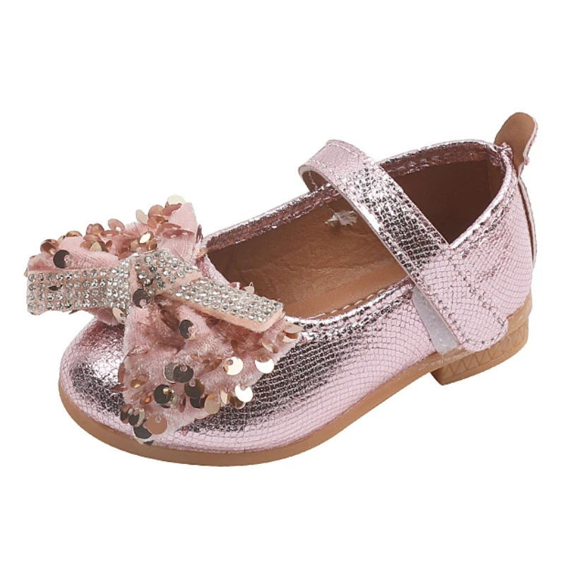 

Summer New Girls' Princess Shoes Spring New Baby Kids Leather Shoes Soft Sole Sequin Bowknot Children's Shoes