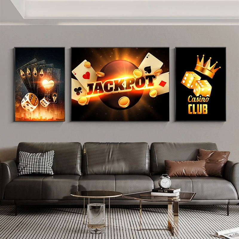 Casino Poker Gambling Posters Home Decor Wall Art Pictures for Bar Club Canvas Painting Jackpot Roulette Slots Cuadro NO FRAME