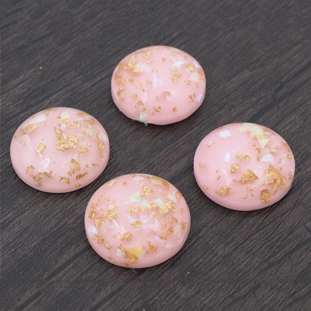 20mm 10pcs/Lot New Fashion Pink Color Built-in metal foil Flat back Resin Cabochons Cameo-V6-09