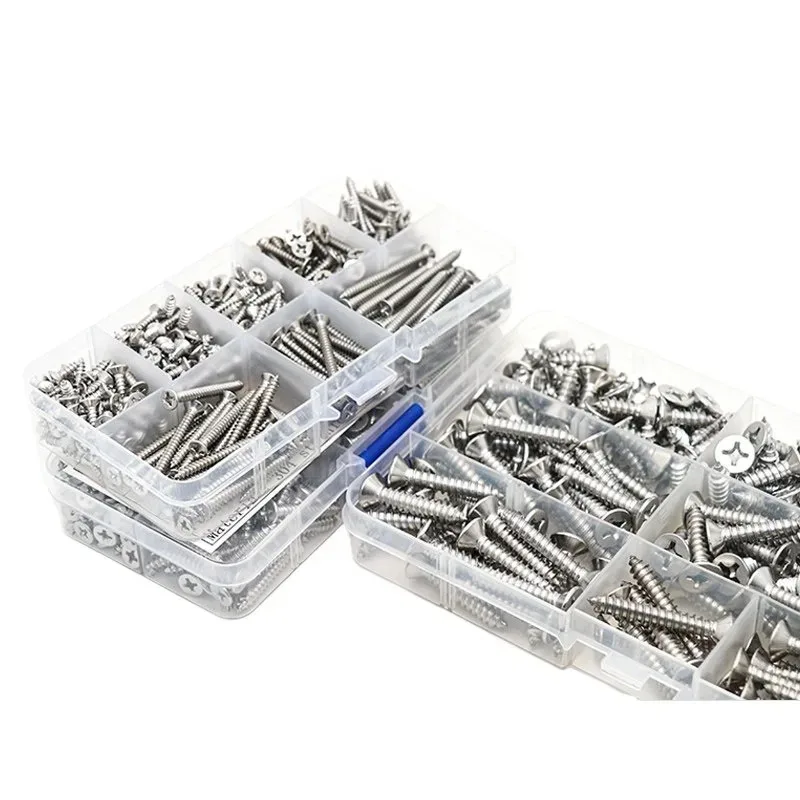 Stainless steel countersunk cross self-tapping nails, household accessories Daquan, flat head self-tapping screws household box