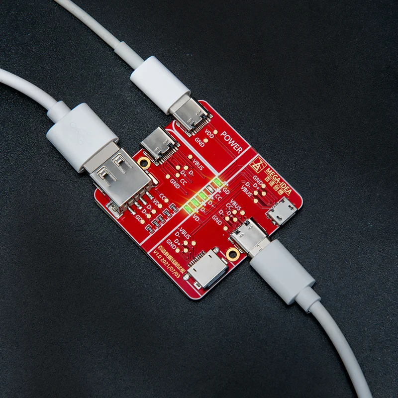 

QIANLI MEGA-IDEA Data Cable On-off Test Board for Mobile Phone USB Type-C Lightting Date Line Detection Panel
