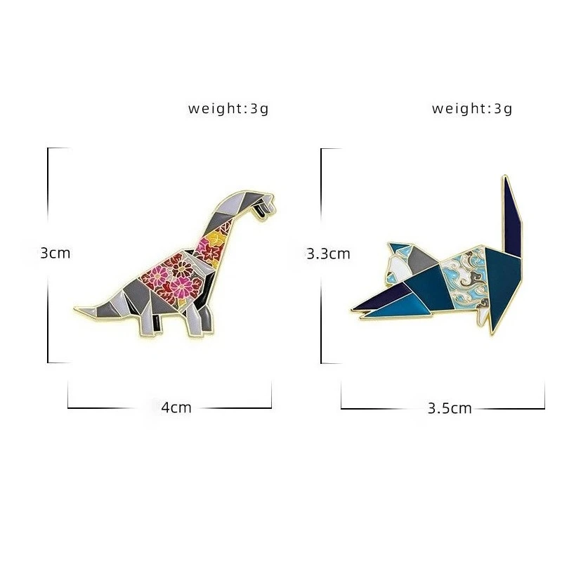Cartoon Geometric Dinosaur Cat Design Brooch Alloy Enamel Pin Kids Badge DIY Clothing Bags Hat Scarf T-shirt Jeans Accessory