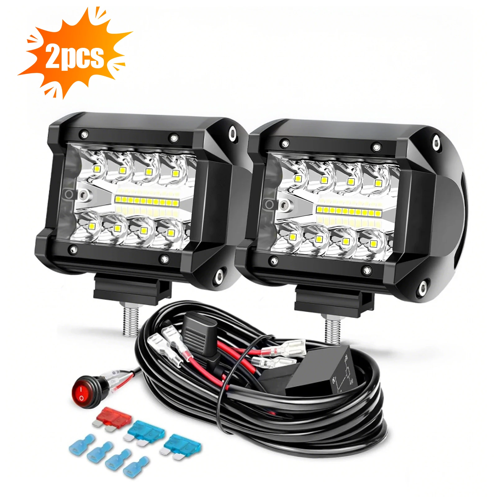 

2PCS 4 Inch LED Pod Lights Spot Flood Combo LED Fog Driving 4x4 Off Road Lights bar for Truck Boat ATV UTV Jeep Work Lights