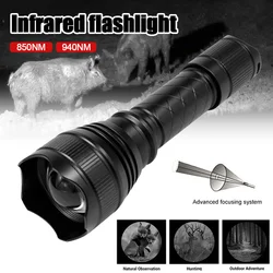 T21 Infrared IR 850nm/940nm Night Vision LED Tactical Flashlight Zoom IPX6 Waterproof Torch Use 18650 Battery Hunting Lantern