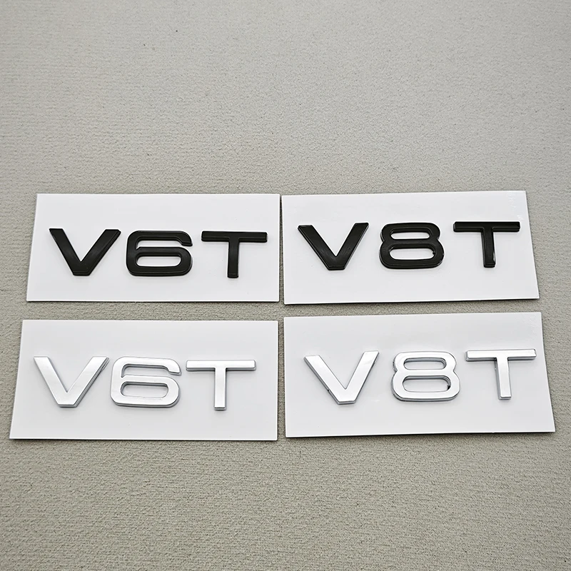 ثلاثية الأبعاد ABS رسائل السيارة الخلفي الجذع شارة شعار V6T V8T ملصق شعار مائي لأودي S4 S5 S6 S7 RS6 RS7 Q7 Q8 A5 A6 A7 A8 اكسسوارات