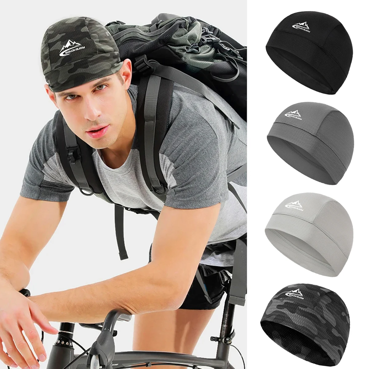 Quick-drying Cycling Cap ventilation Motorcycle Helmet Liner Bike Summer Riding Anti-sweat Hat  Windproof ultraviolet-proof Cap