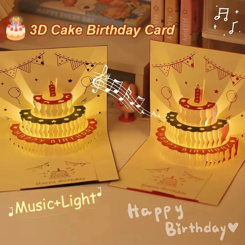 케이크 창의적인 축하 카드 생일 파티 선물 메시지 카드 파티 선물 3D 생일 축하 카드 음악 포함