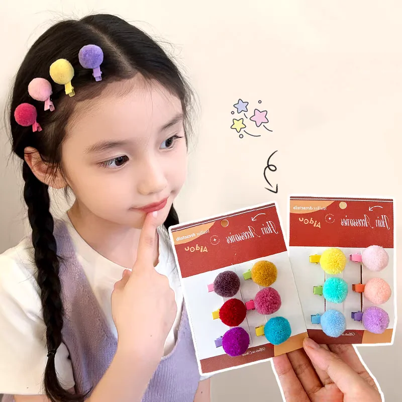 

Cute Colored Small Mini Hairpins Children Baby Girls Kid Bangs Hair Ball Clips Barrettes Accessories Hairclip Headwear Headdress