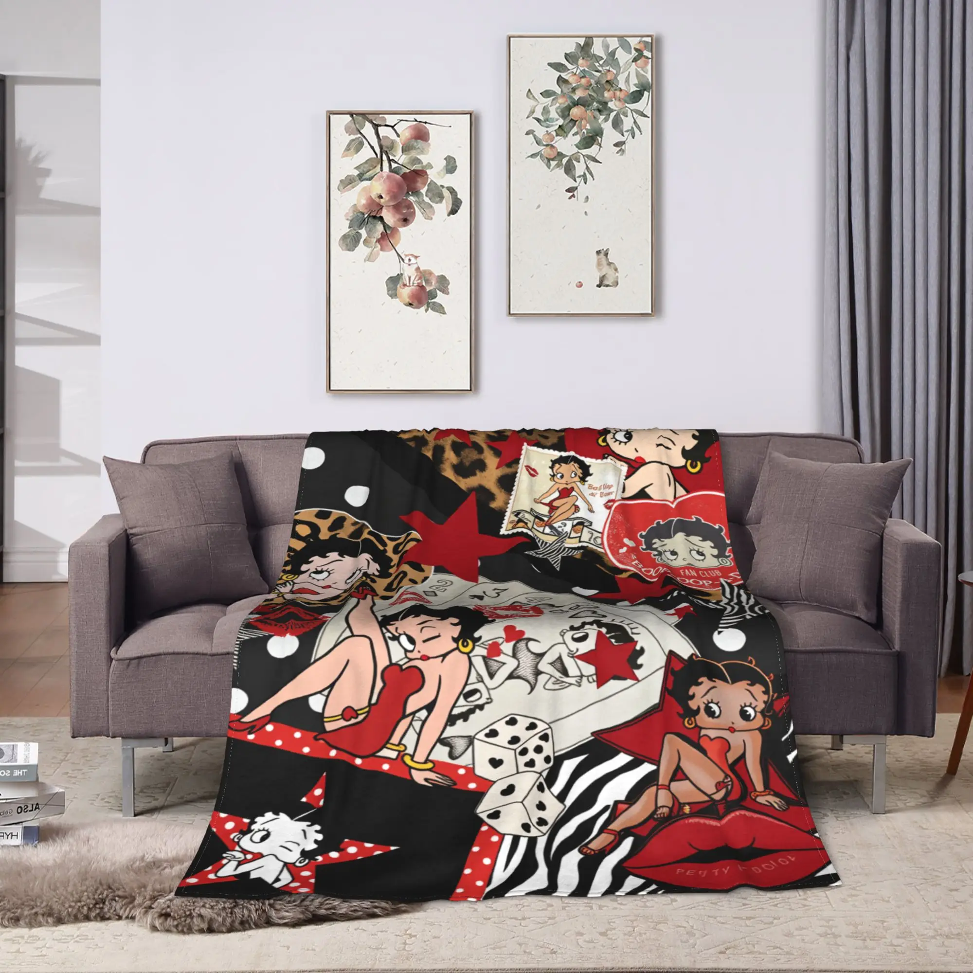 B-Bettys Boops Blankets  Warm Soft Pattern Plush Bedding Throws For Outdoor Decorative Flannel Bedspread Bed Cover