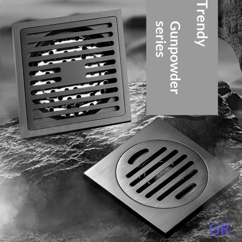 

Gun Gray Long Strip Floor Drain, Large Flow Shower Bathroom Kitchen Sewer Deodorizer