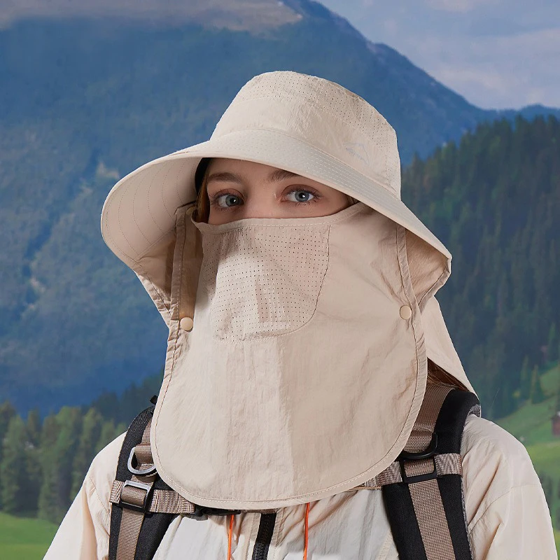 ผ้าคลุมไหล่ป้องกันคอ Unisex หมวกปีกกว้างน้ําหนักเบาระบายอากาศที่ถอดออกได้ใบหน้าปกหมวกตกปลาและเดินป่า