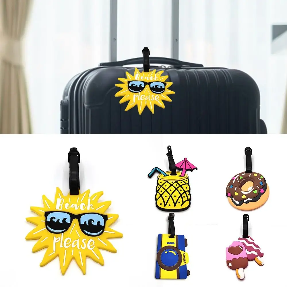 Etiqueta de equipaje de dibujos animados suave, accesorios de viaje, accesorios para mochila, etiqueta de embarque de equipaje, Color rojo, estilo de dibujos animados