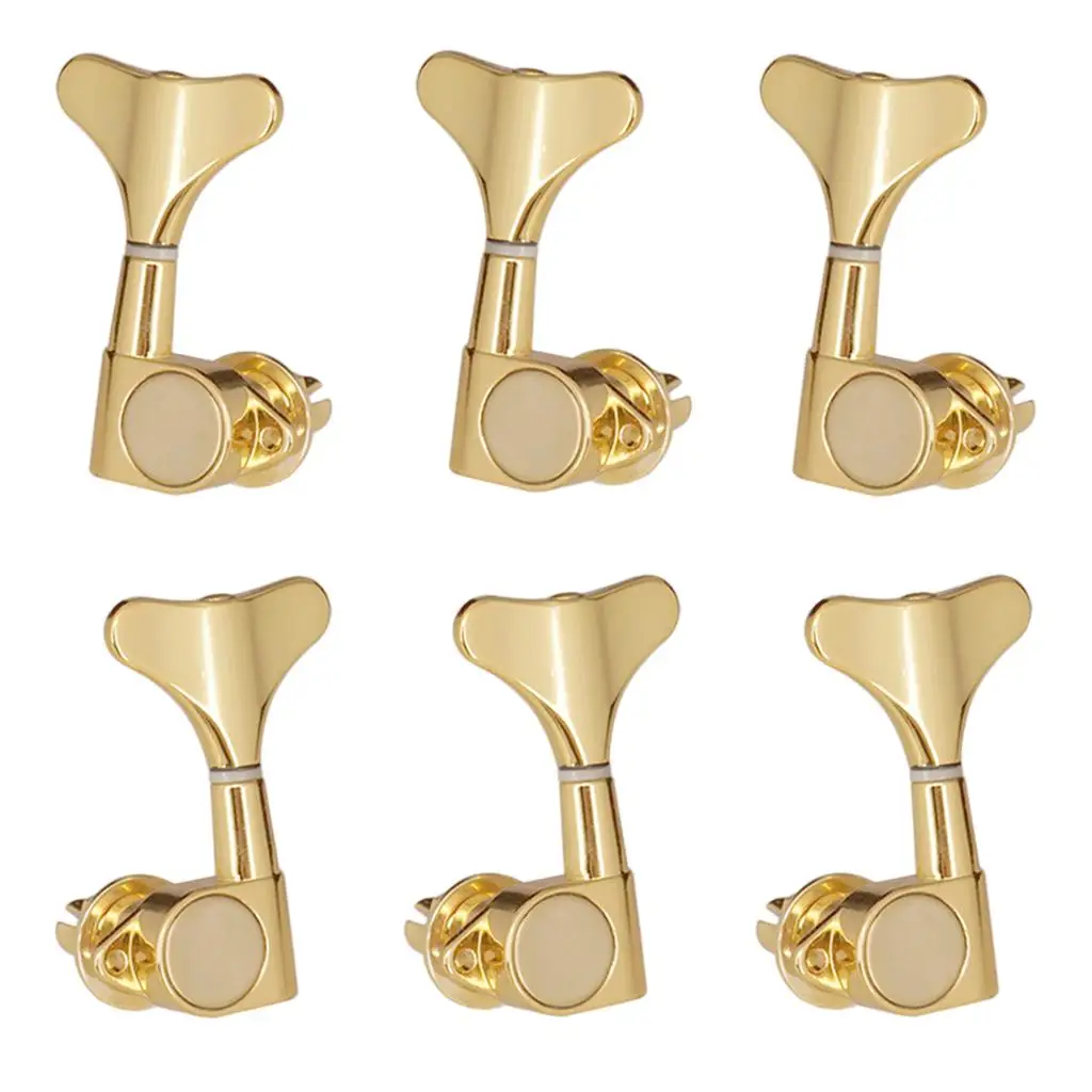 Pack of 6 3L3R Alloy Electric Bass Machine Heads Tuners Replacement Tuning Pegs Closed Tuning Keys 2.2 x 1.09inch