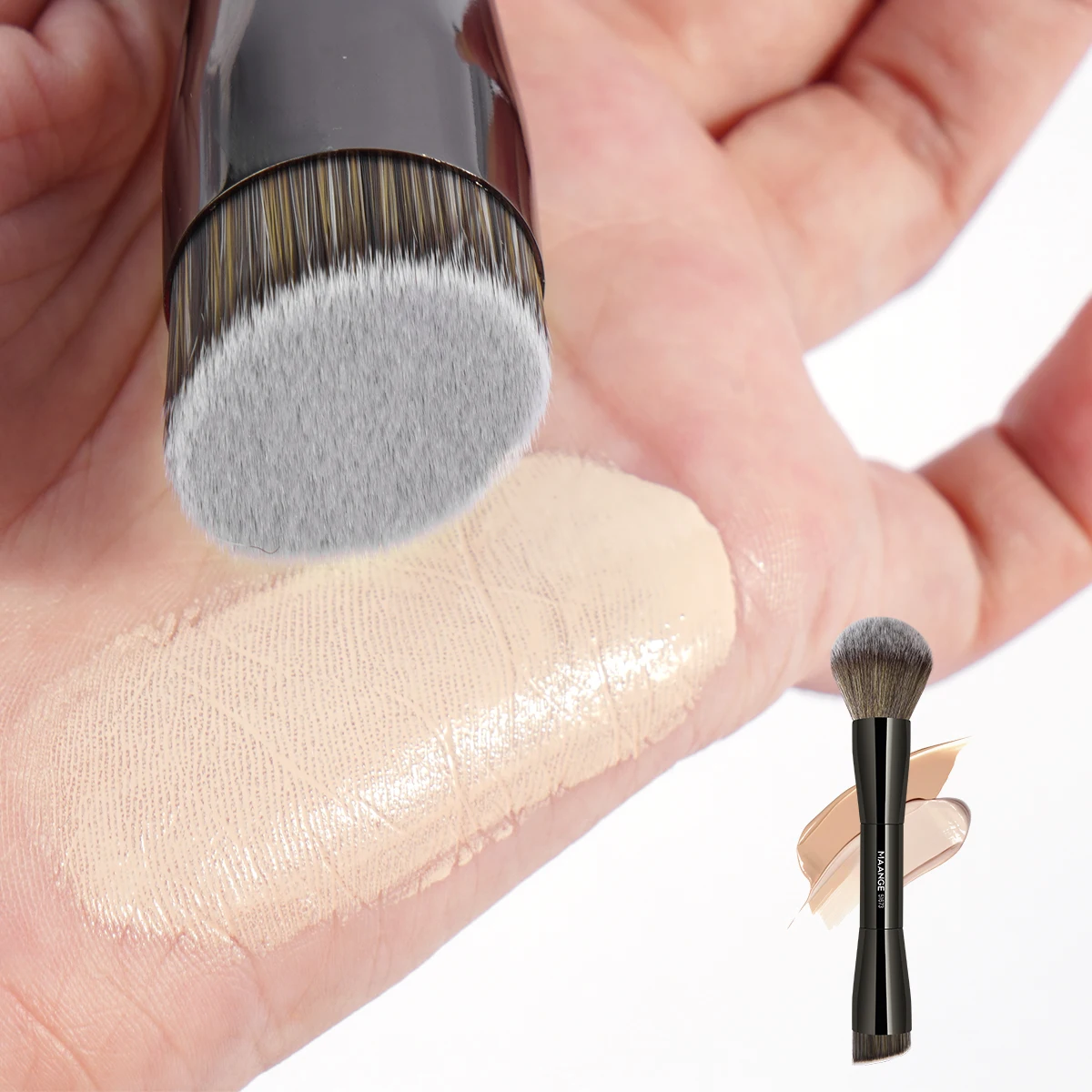 MAANGE-brocha de maquillaje de doble punta, pincel de base para crema líquida en polvo, licuadora, cerdas suaves y densas, herramientas de belleza cosmética facial