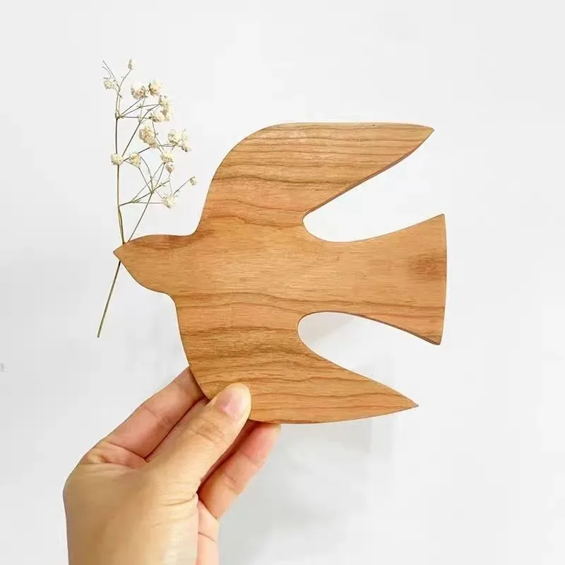 2pcs Bird Wall Decor Wooden Swallow Hanging Ornament Minimalist Elegant Wall Decoration Modern Decorative Living Room Birds Scul