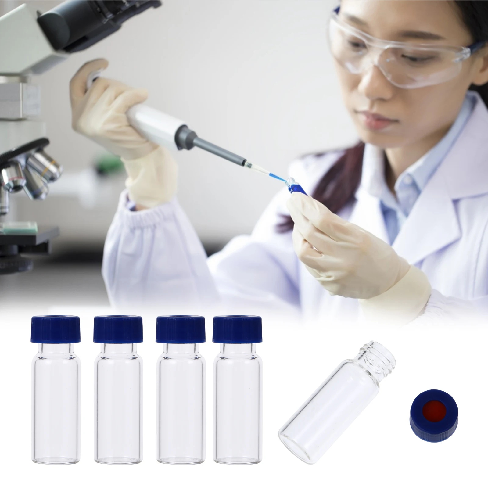

100pcs 1.5Ml 2Ml Chromatography Glass Vials Sample Storage Bottles Screw Cap Hplc Use Labeled Evaporation-Proof