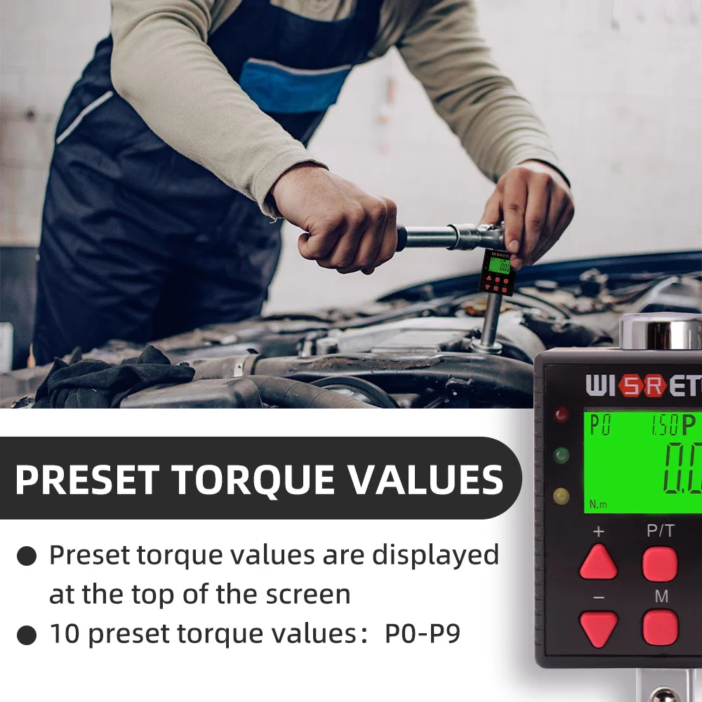 WISRETEC Electronic Digital Display Torque Wrench Torque Meter Torque Connector Torque 0.1-2000NM Torque Adapter