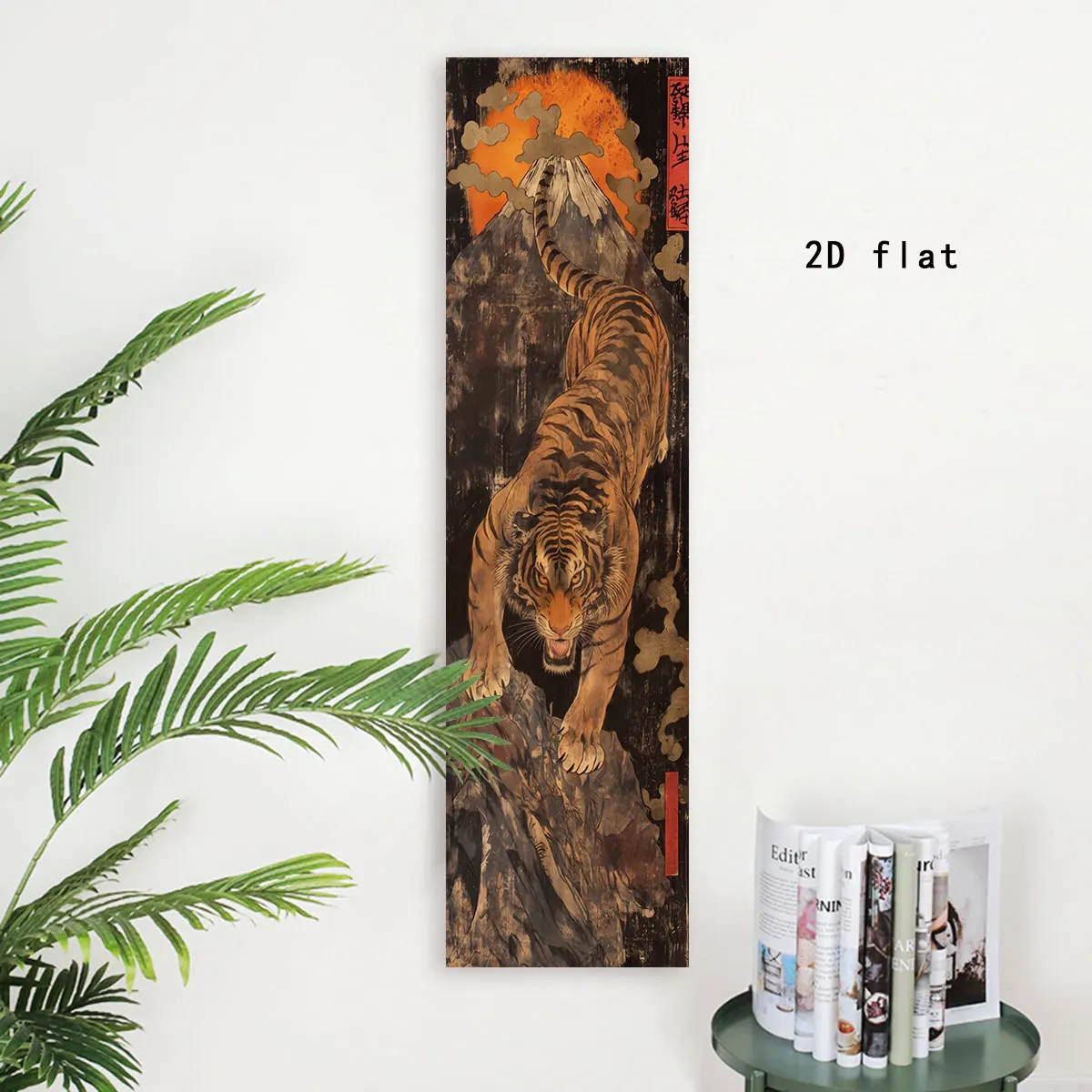 Japanese Style Mountain Tiger Vertical Tapestry Wall Decoration Landscape Sunset Tapestry  Wall Hanging For Living Room Bedroom