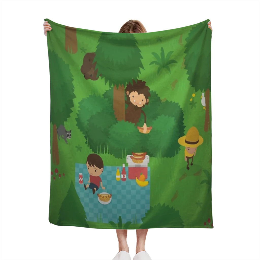 

Sneaky Sasquatch Picnic Summer Blanket Thin Blanket for Couch Sofa Warmth Bed Artificial Flannel Blankets Comfortable