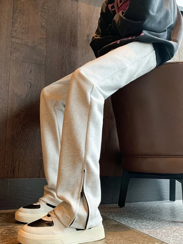 

American Sle Zipper Pants Spring Autumn Casual Slim Straight Leg Long Pants Faion Urban Polyester Fiber Anti-Wrinkle