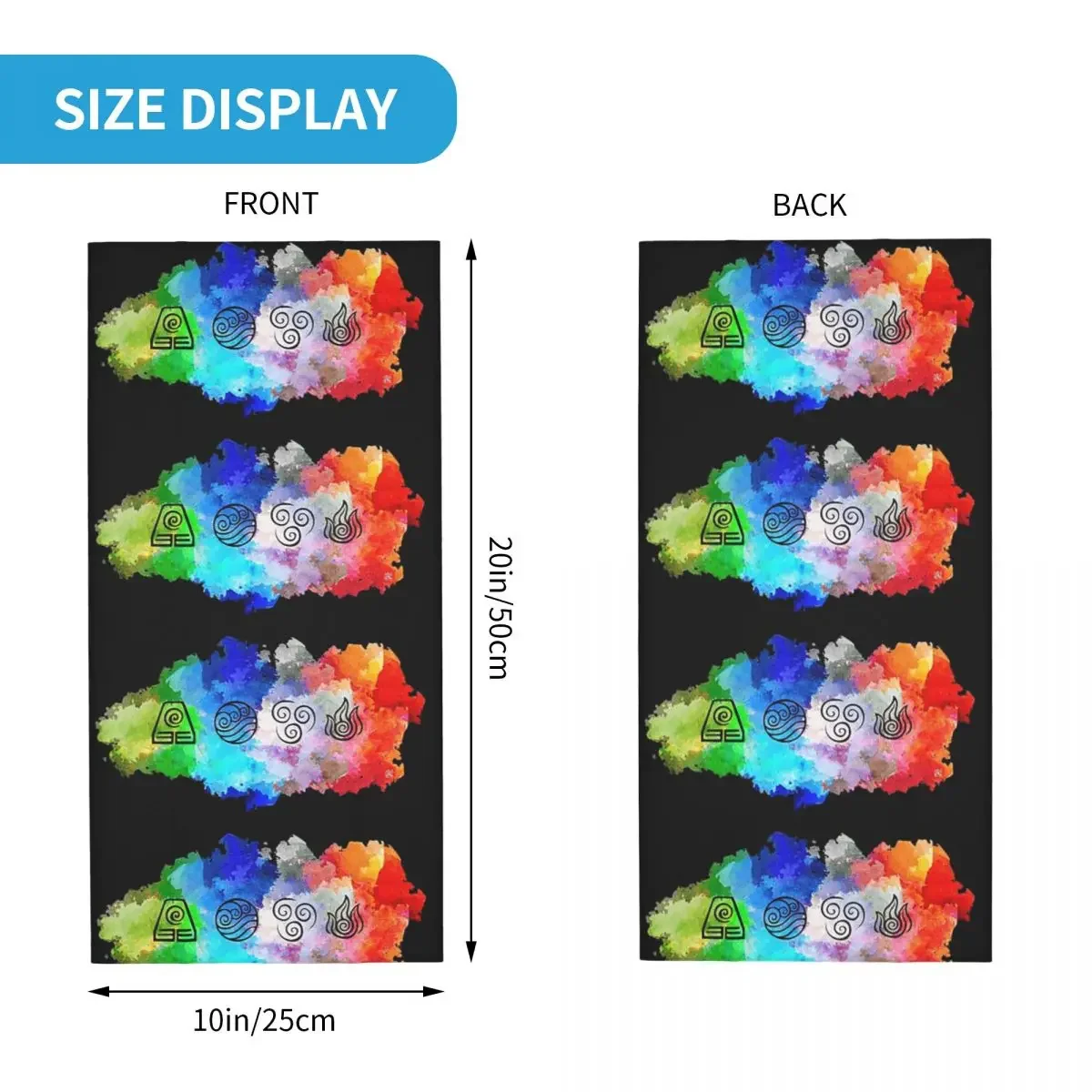 아바타 The Last Airbender - Four Elements-수평 반다나 넥 커버 프린트 페이스 스카프 따뜻한 발라클라바 야외 스포츠