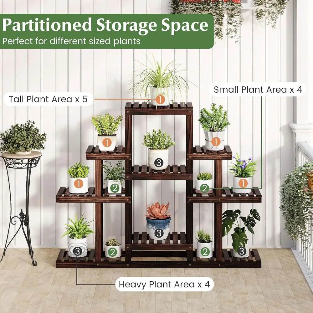 Plant Stand Indoor & Outdoor, 6 Tier Wood lower Pot Stand or Multiple Plants, Plant Holder Display Rack, Ladder Storage Rack Pla view 4
