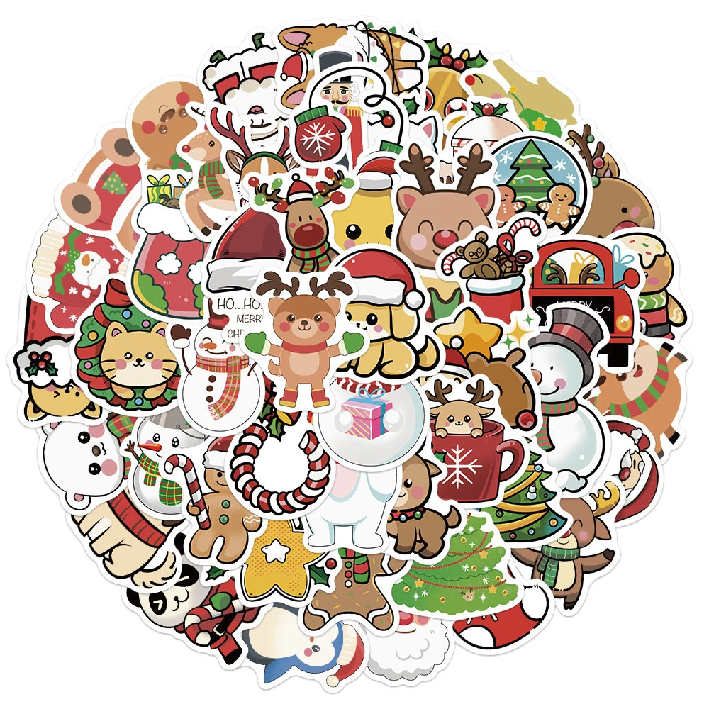 10/30/50 Stück Retro Weihnachten Cartoon Aufkleber für Laptop Handyhüllen Wasserdicht Weihnachtsmann Cartoon Graffiti Aufkleber Packs