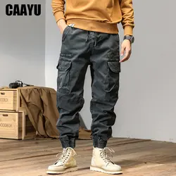 CAAYU Cargo Pants Men's Fashion Joggers Male Hip Hop Japanese Streetwear Trousers Jogging Tactical Casual Cotton Gray Pants Mens