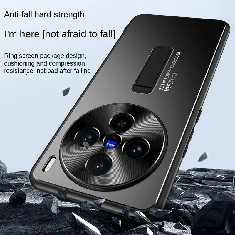 

Металлический чехол для телефона с подставкой для Vivo X200 X100S X100 Pro X100, ультра роскошный силиконовый бампер, противоударный жесткий чехол для телефона