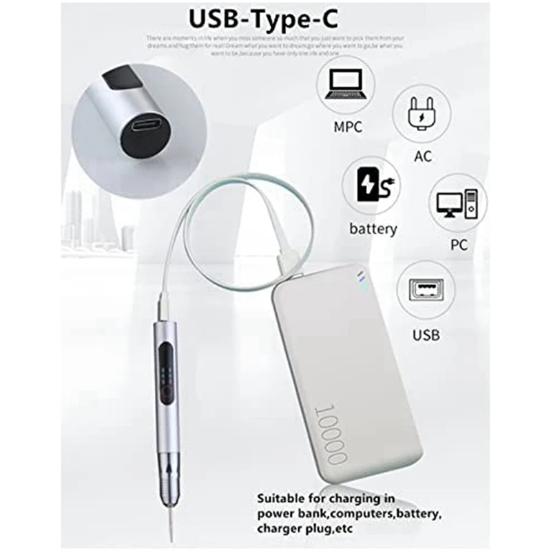 Mini Stylo de Meulage Rechargeable SB, Machine à Polir les Ongles, Outil de Gravure Sans Fil, A, 1 Ensemble