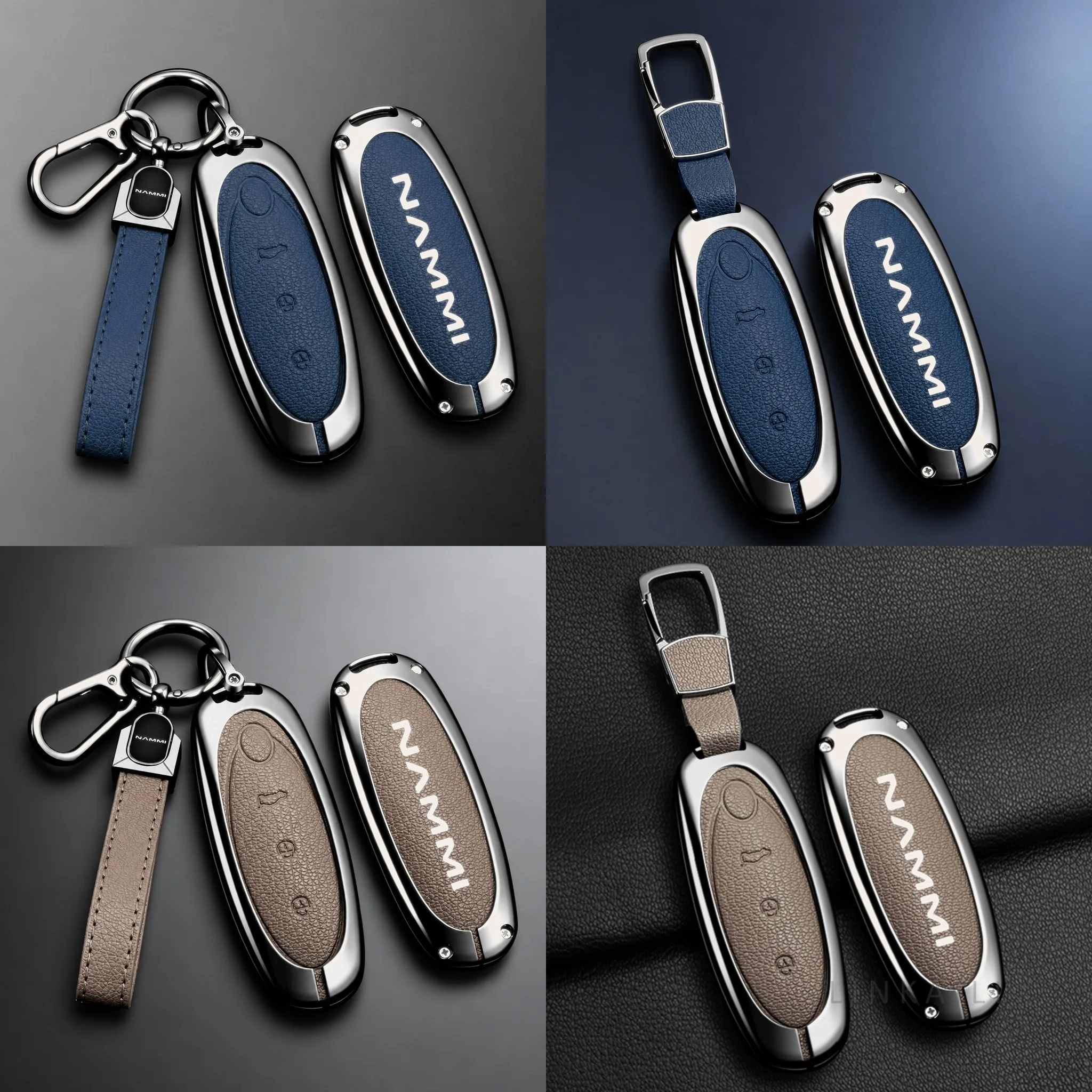 Alloy Leather Car Remote Key Case Shell Fob for Dongfeng NAMMI 01 New Ingenuity High Level Interior Protective Keychain 2024