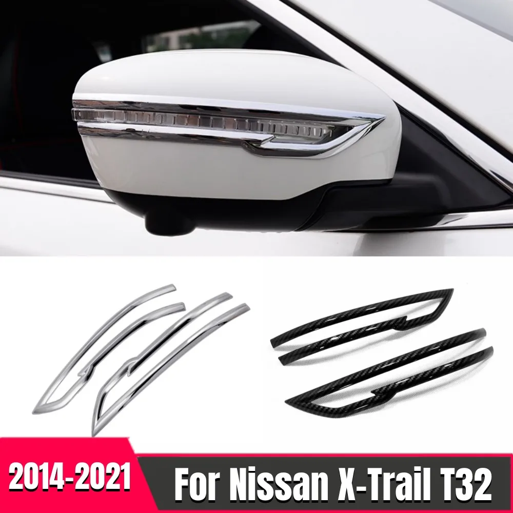 

ABS Carbon/chrome Rearview Mirror Cover Strips Rear View Mirror Protector Trim For Nissan X-trail Xtrail T32 2014-2021 Parts