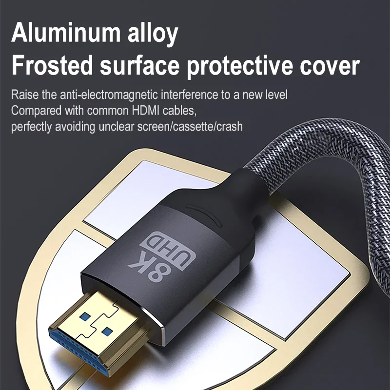 CNCOB Cable compatible con HDMI 8K 60Hz alta velocidad 2,1 HDMI compatible con HD Cable 3D para TV PS3/4 proyector 0,5 m 1m 2m 3m