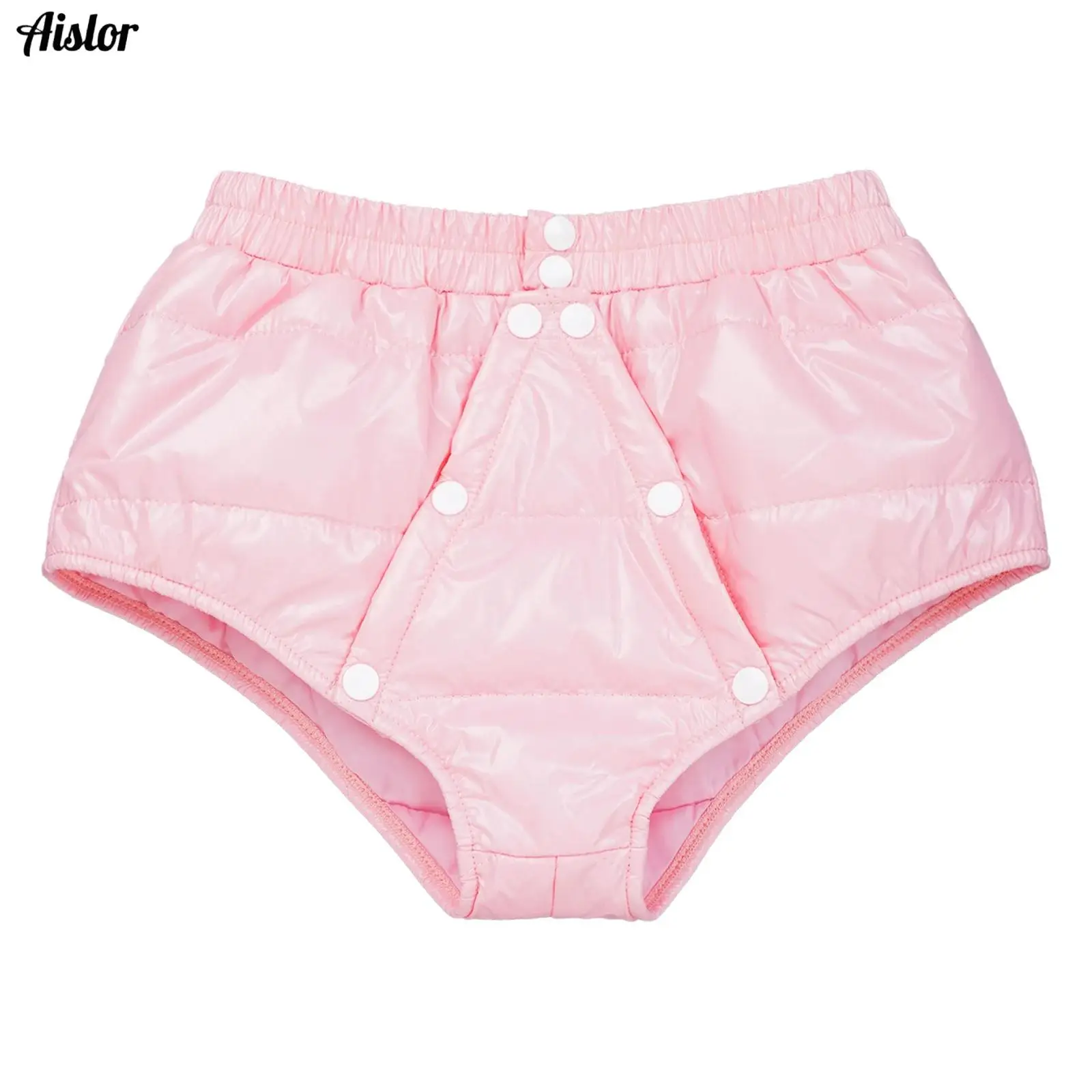 Kids Boys Girls Adaptive Warm Padded Nappy Briefs Elastic Waistband Press Buttons Front Crotch Diaper Cover Underwear Panties