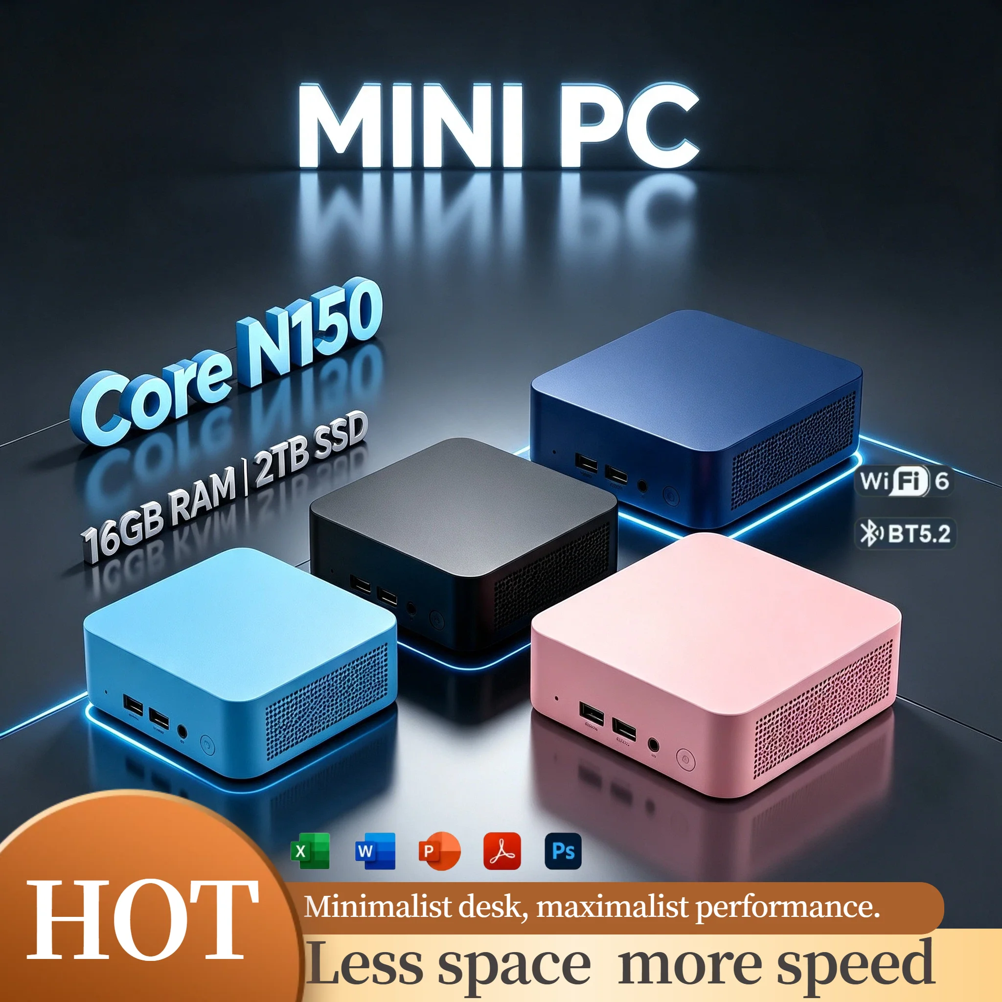 インテルn150コンパクトミニpc-16gb-ram-2tb-nvme-ssd-トリプル4kモニター-wifi6-高効率冷却-ホームオフィスミニコンピュータシステム