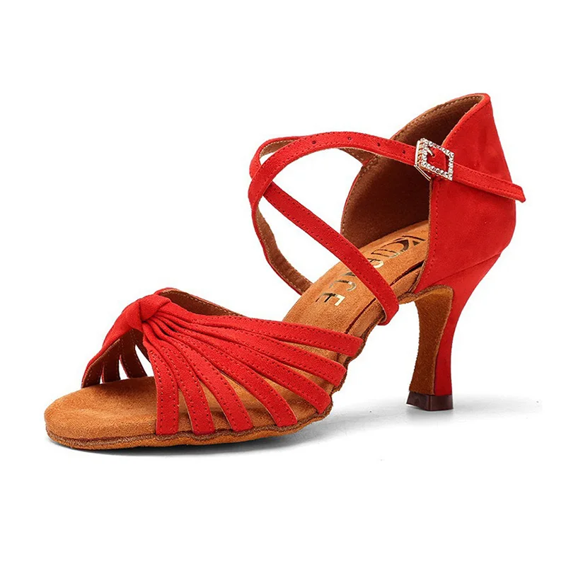 성인 여성을위한 7.5cm 여름 라틴 댄스 신발 부드러운 밑창 편안한 하이힐 전문 실내 룸바 차차 댄스 신발