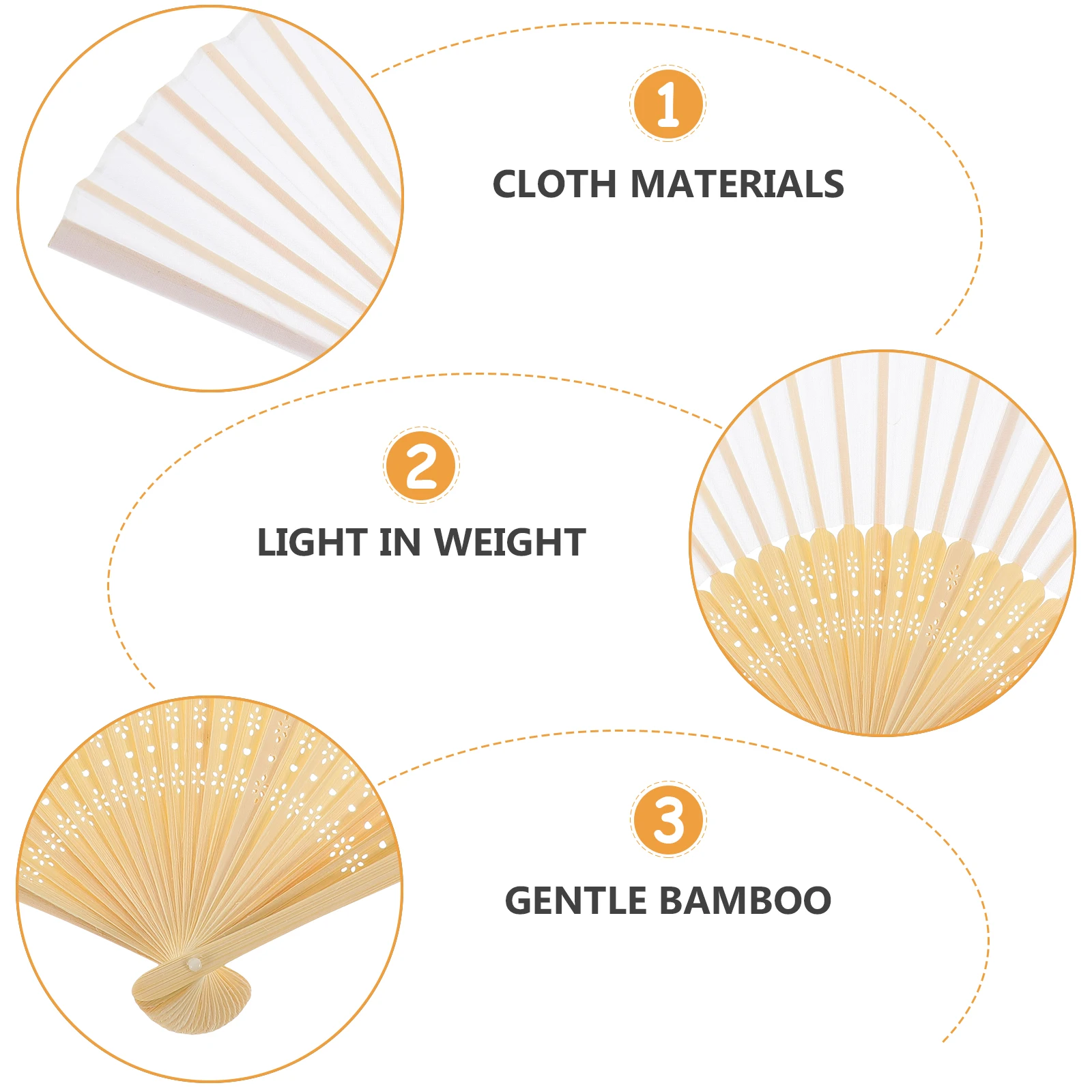 

1 Piece Handheld Folding Fan Bamboo Cloth Material Lightweight Portable Summer Cooling Fan Chinese Style Retro Dance Party Photo