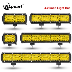 NLpearl Yellow Offroad LED Bar 4-20inch 12V 24V LED Light Bar for Car Turck Boat Tractor 4x4 Atv Spot Flood LED Work Light Bar