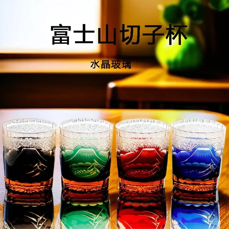 Japanese-style Edo cut whisky cup retro handmade wine glass household foreign wine cup crystal glass gift box packaging