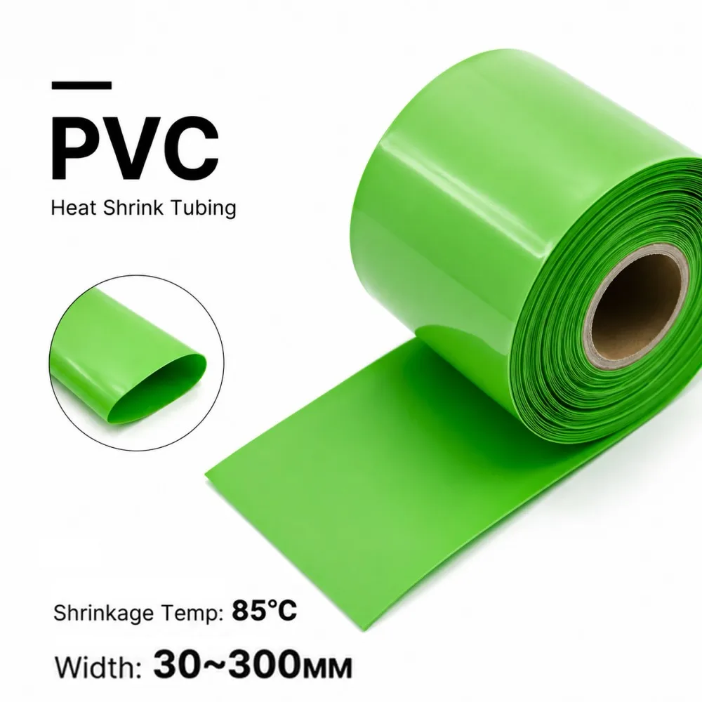 Width 30mm -300mm Green PVC Of 18650 Battery Packs Cable Sleeve Heat Shrink Tube Insulated Protection Shrink Tubing Battery Film