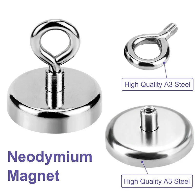 10Pcs Neodymium Magnet Rare Earth Magnetic Hooks with Countersunk Hole Super Powerful Magnetic Sea Fishing Magnet Searcher