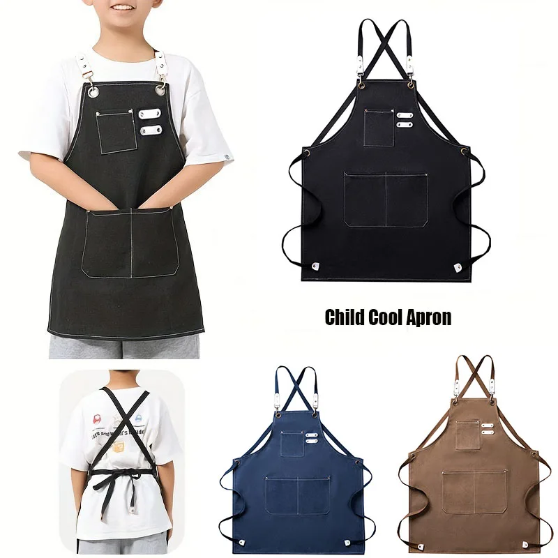 Multicolor Children Aprons With Pocket Children Chef Apron For Boys Girl\'s Kitchen Cooking Baking Painting Wear Apron