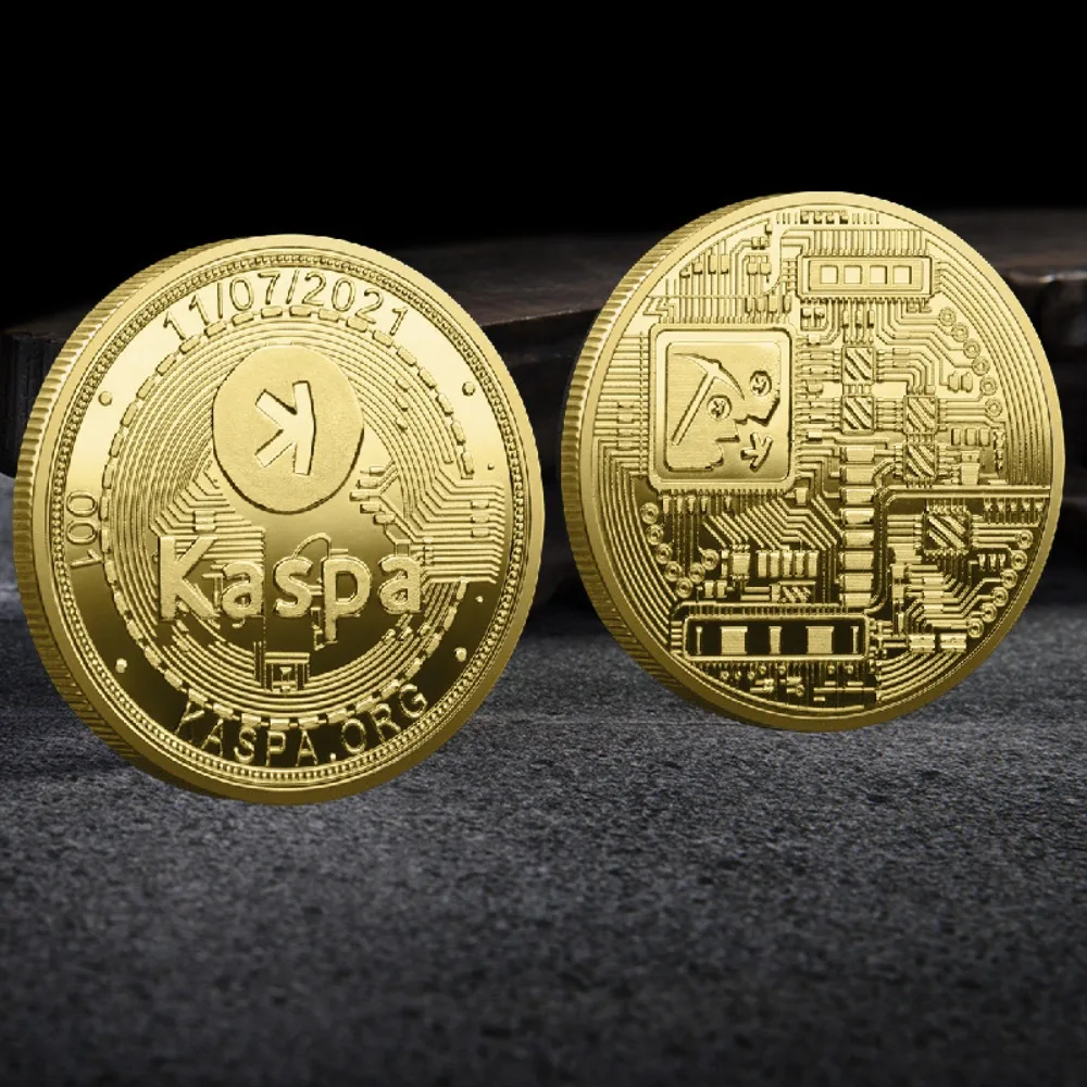 1 قطعة Kaspa USA Ethereum العملات الرقمية الافتراضية الذهبية الفضة مطلي تذكارية عملة جمع هدية تذكارية #1