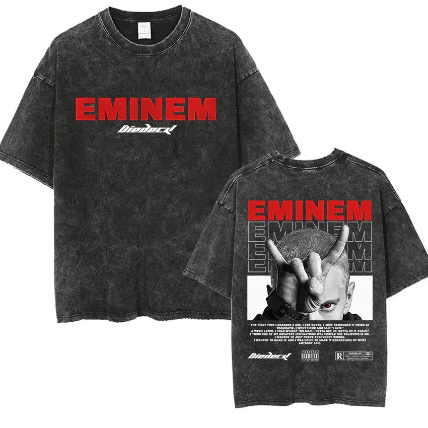 Rapper Eminem 2000 Album Washed Vintage T-shirt Men Women Clothing 