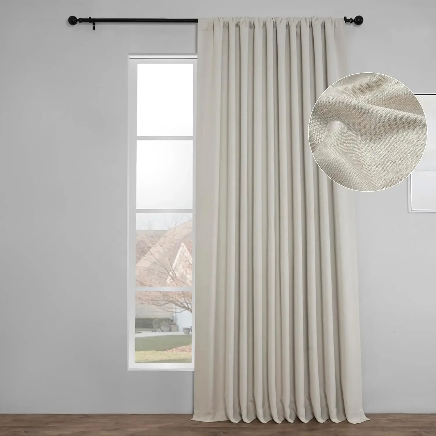 Half Price Drapes Faux Linen Room Darkening Curtains - 84 Inches Long Extra Wide Luxury Linen Curtains for Bedroom & Living