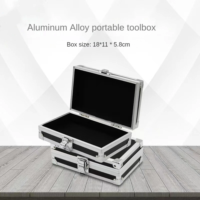 Caja de aluminio para instrumentos portátil, joyero resistente a caídas de tamaño pequeño, estuche rígido de aleación de aluminio, almacenamiento de