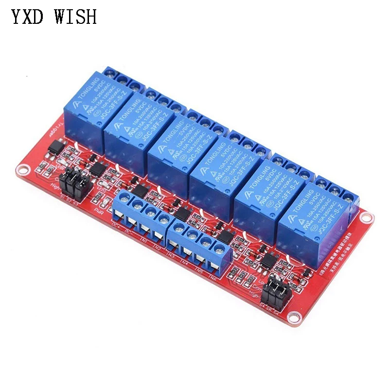 6 Channel Relay Module 5V 12V 24V High and Low Level Trigger Relay Control With Optocoupler 6 Way Relays DC 5 V 12 V 24 V Volt
