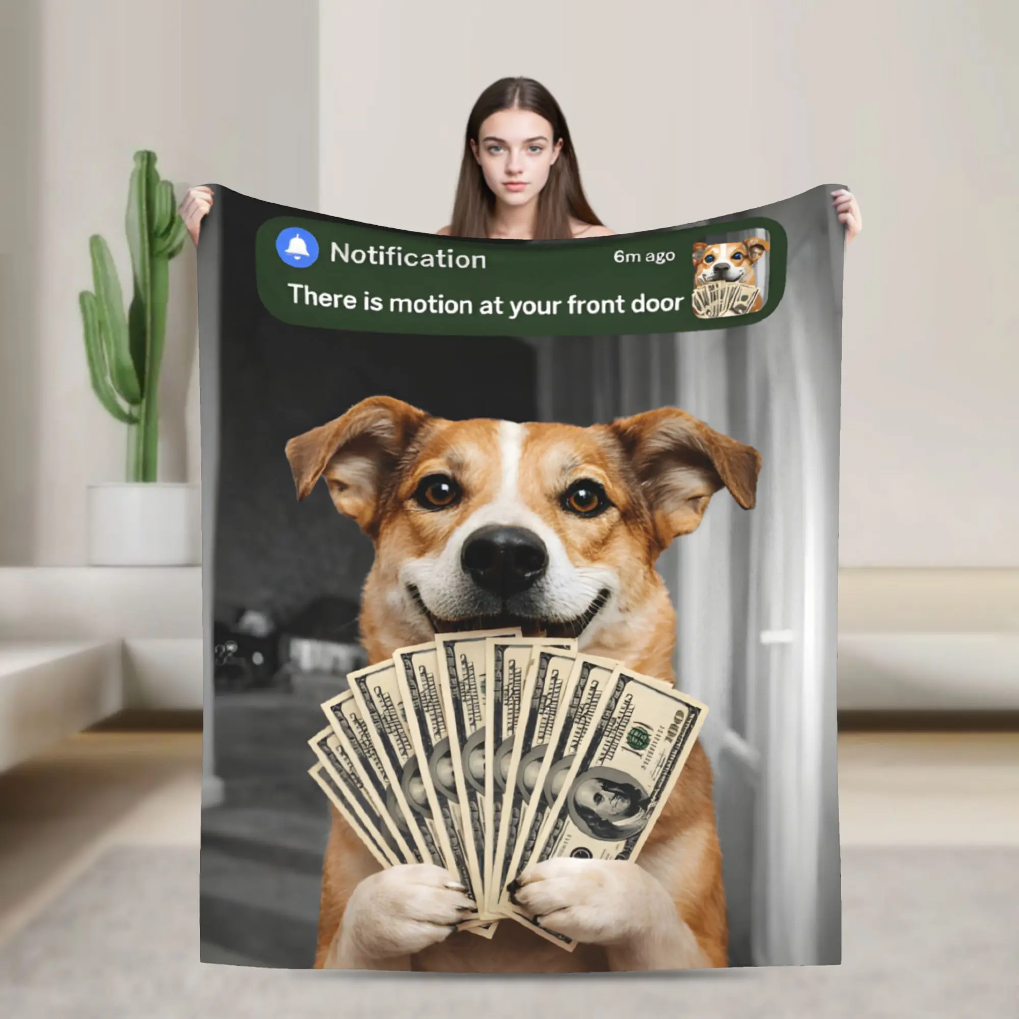Funny Dog There is Motion at Your Front Door  Accessories Blanket Lightweight Thin Coral Fleece Plush  Throw Blankets